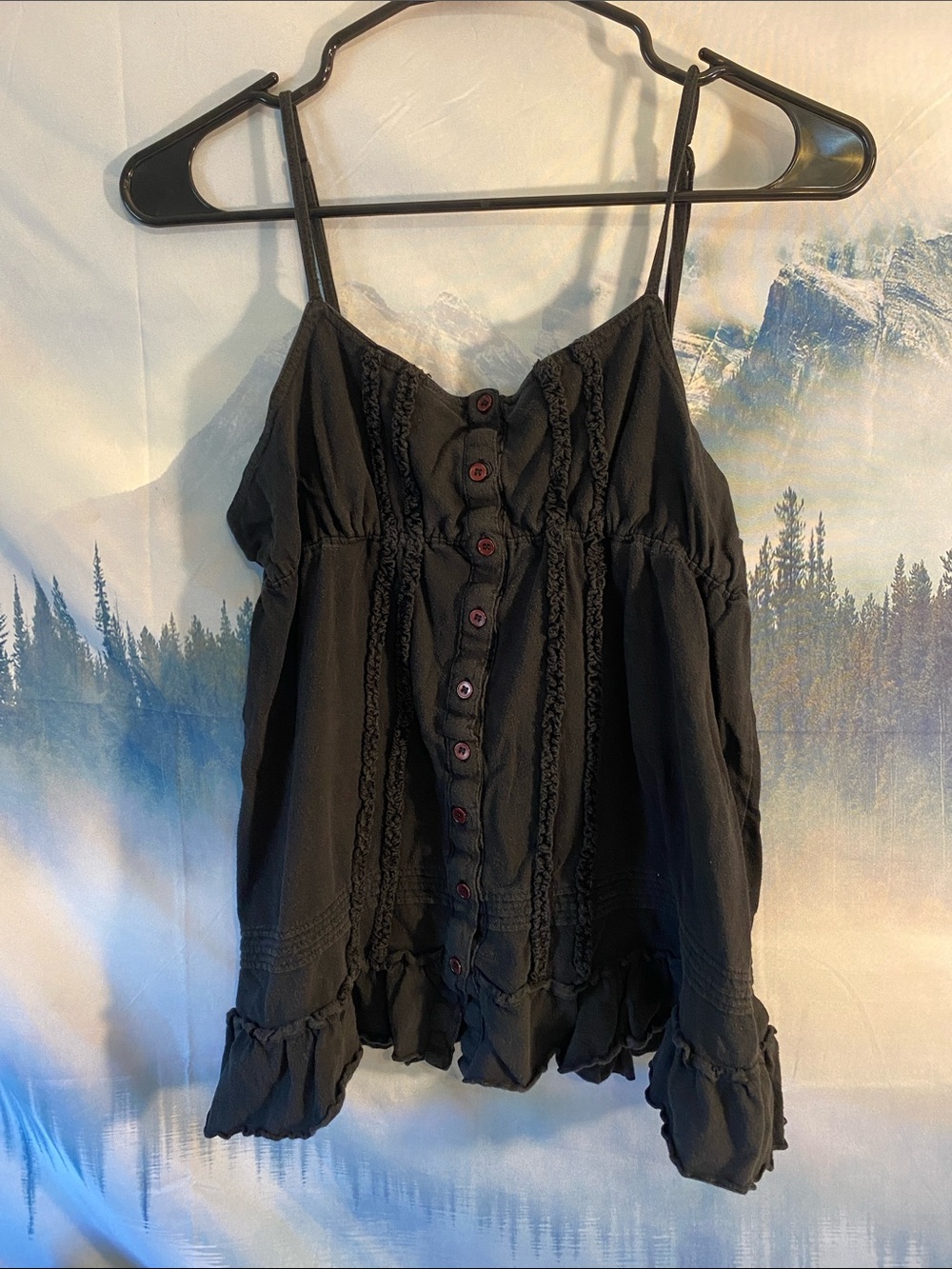 Black Babydoll Top Spaghetti Strap with details